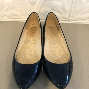Navy patent leather flats